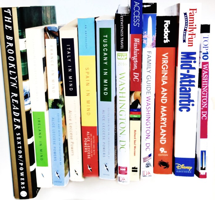 sideways stack of books